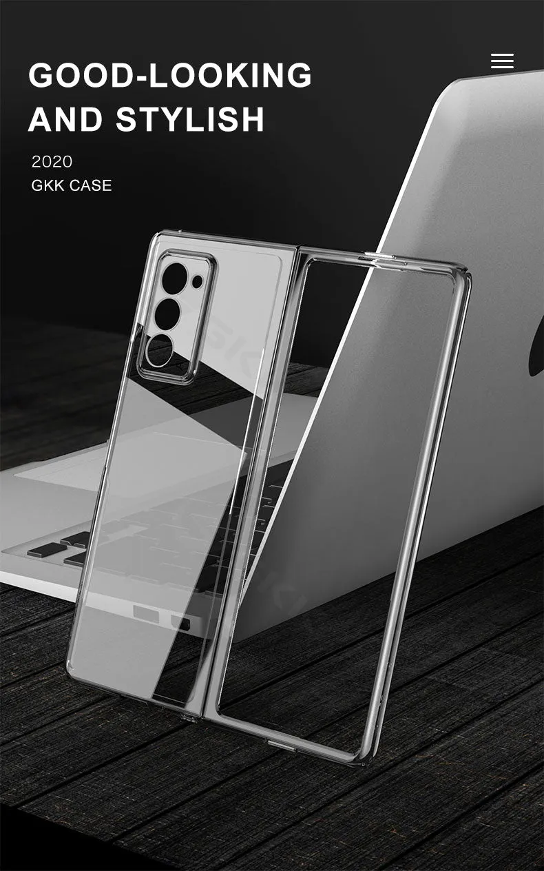 Transparent Flip Hard Case For Samsung Galaxy Z Fold 2 Case Luxury Plating Anti-knock Protection Cover For Samsung Fold 2