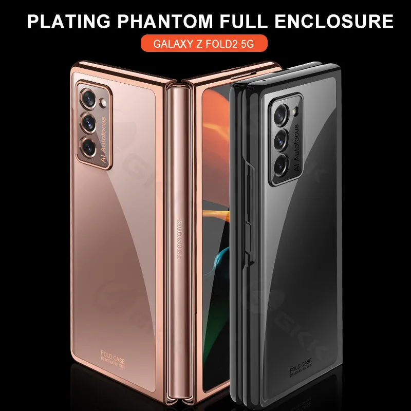 Transparent Flip Hard Case For Samsung Galaxy Z Fold 2 Case Luxury Plating Anti-knock Protection Cover For Samsung Fold 2