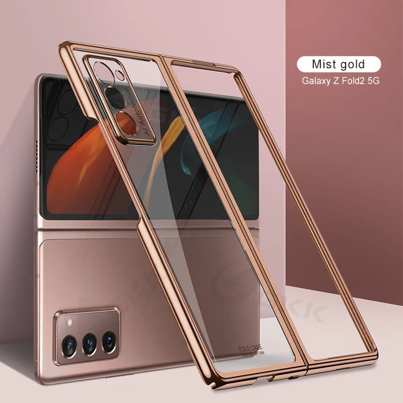 Transparent Flip Hard Case For Samsung Galaxy Z Fold 2 Case Luxury Plating Anti-knock Protection Cover For Samsung Fold 2
