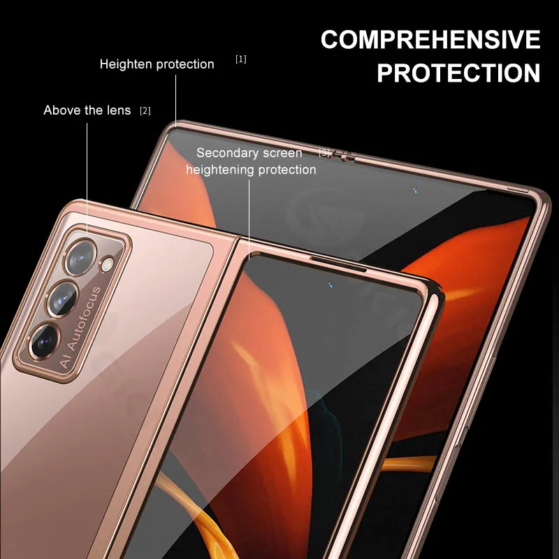 Transparent Flip Hard Case For Samsung Galaxy Z Fold 2 Case Luxury Plating Anti-knock Protection Cover For Samsung Fold 2