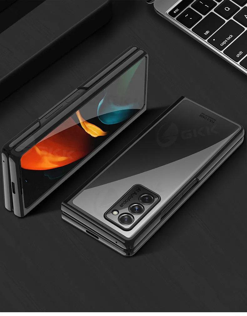 Transparent Flip Hard Case For Samsung Galaxy Z Fold 2 Case Luxury Plating Anti-knock Protection Cover For Samsung Fold 2