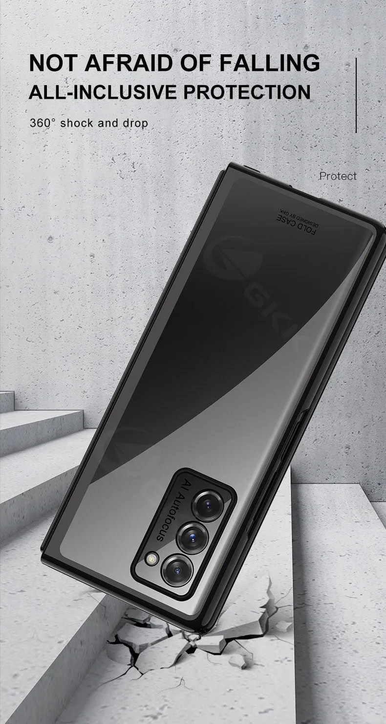 Transparent Flip Hard Case For Samsung Galaxy Z Fold 2 Case Luxury Plating Anti-knock Protection Cover For Samsung Fold 2