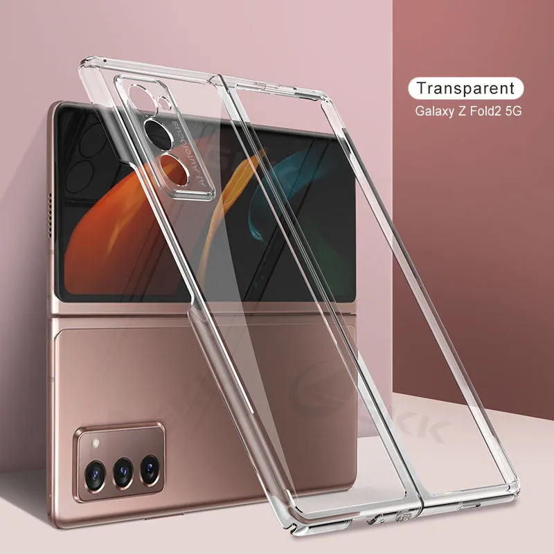 Transparent Flip Hard Case For Samsung Galaxy Z Fold 2 Case Luxury Plating Anti-knock Protection Cover For Samsung Fold 2