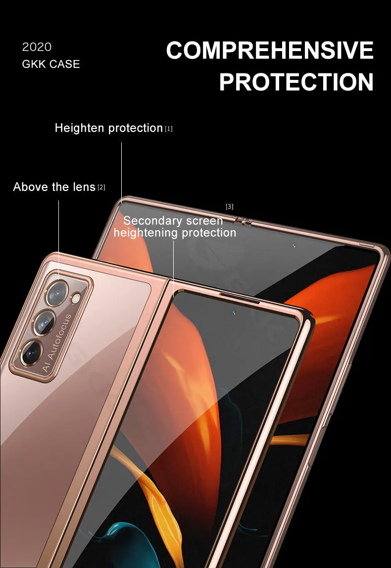 Transparent Flip Hard Case For Samsung Galaxy Z Fold 2 Case Luxury Plating Anti-knock Protection Cover For Samsung Fold 2