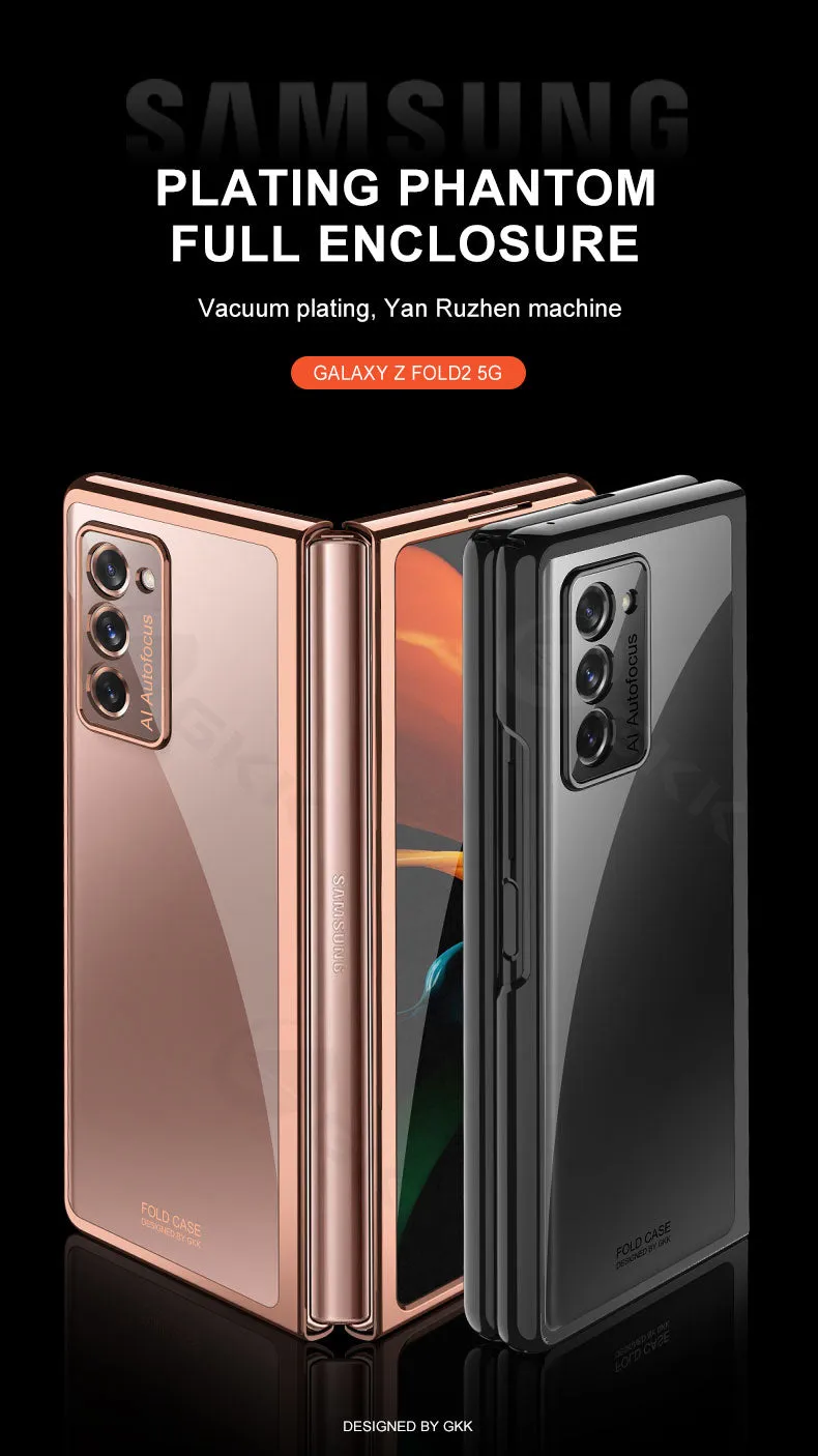Transparent Flip Hard Case For Samsung Galaxy Z Fold 2 Case Luxury Plating Anti-knock Protection Cover For Samsung Fold 2