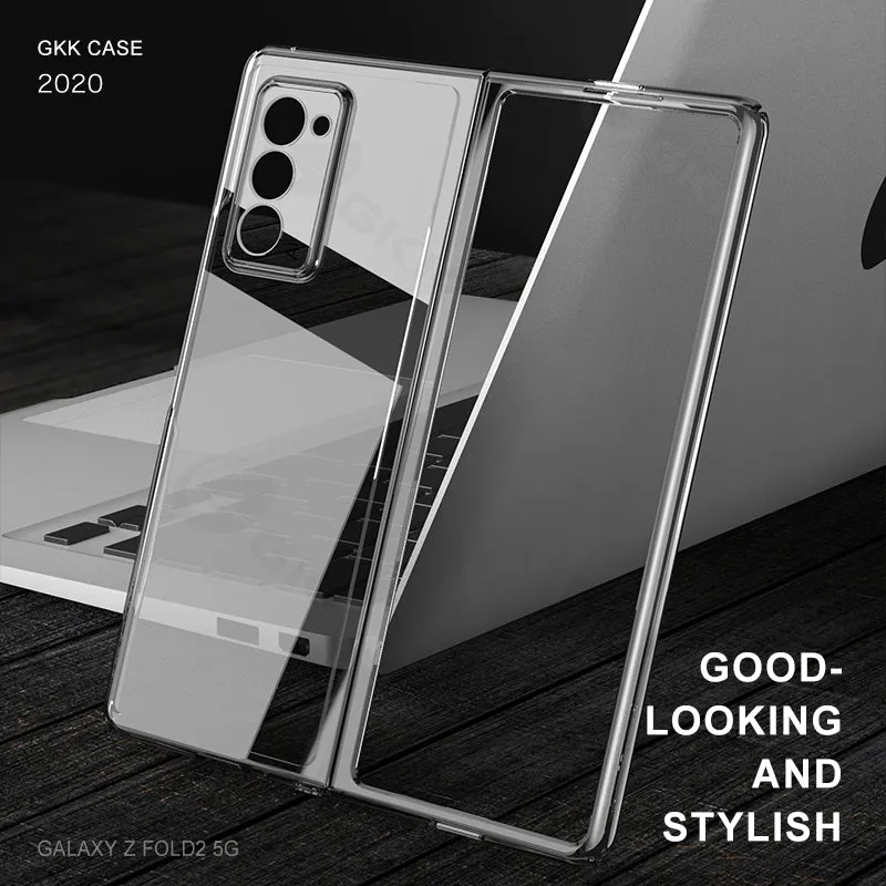 Transparent Flip Hard Case For Samsung Galaxy Z Fold 2 Case Luxury Plating Anti-knock Protection Cover For Samsung Fold 2