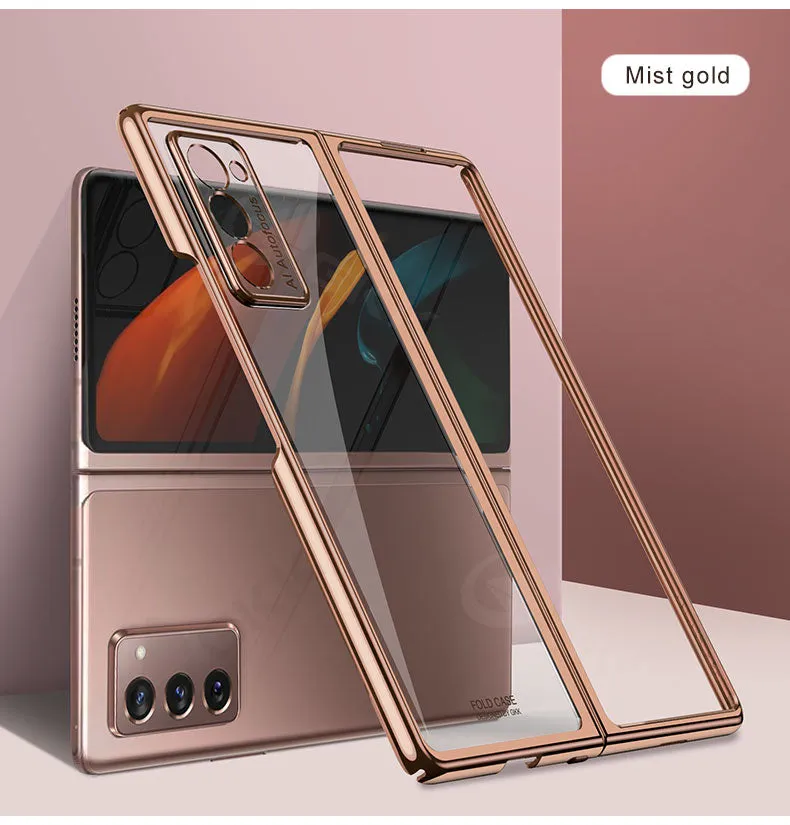 Transparent Flip Hard Case For Samsung Galaxy Z Fold 2 Case Luxury Plating Anti-knock Protection Cover For Samsung Fold 2