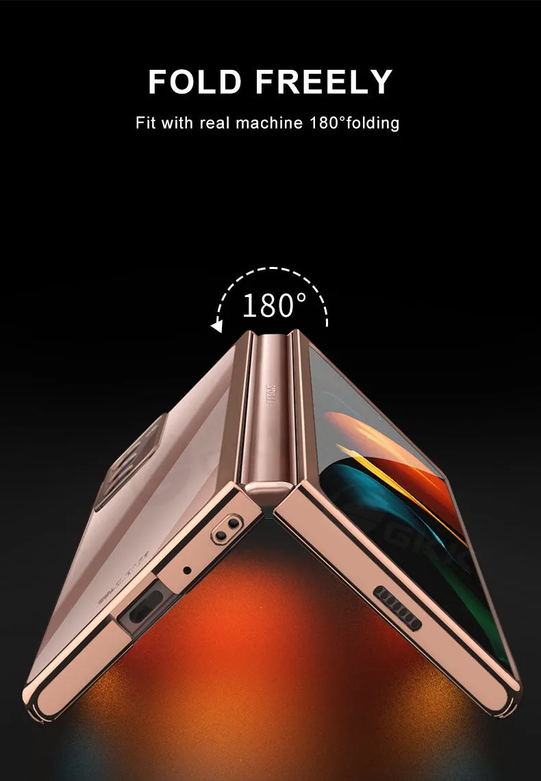 Transparent Flip Hard Case For Samsung Galaxy Z Fold 2 Case Luxury Plating Anti-knock Protection Cover For Samsung Fold 2
