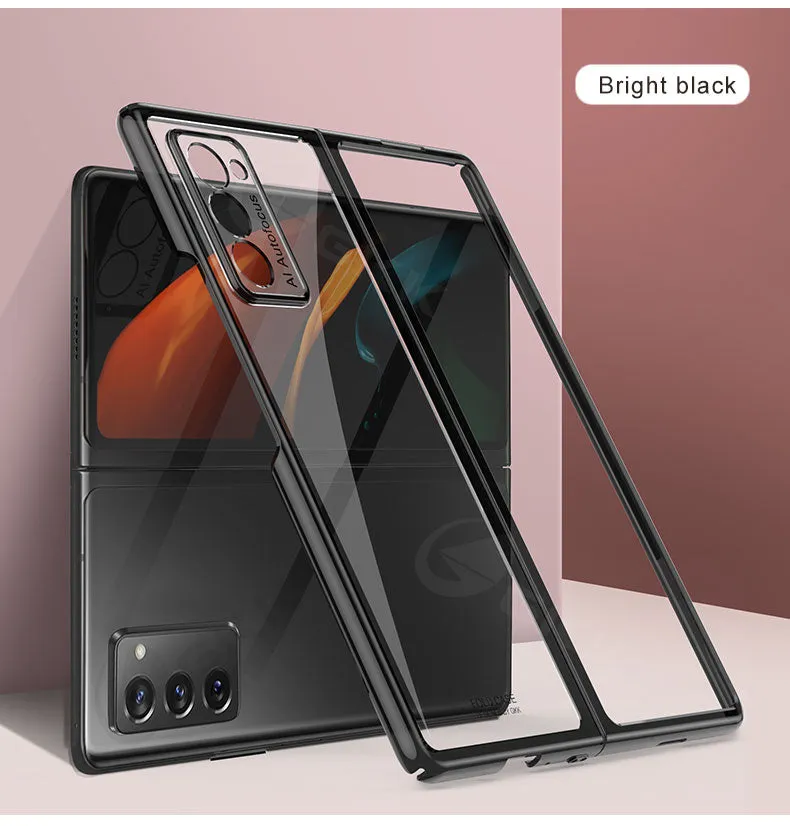 Transparent Flip Hard Case For Samsung Galaxy Z Fold 2 Case Luxury Plating Anti-knock Protection Cover For Samsung Fold 2