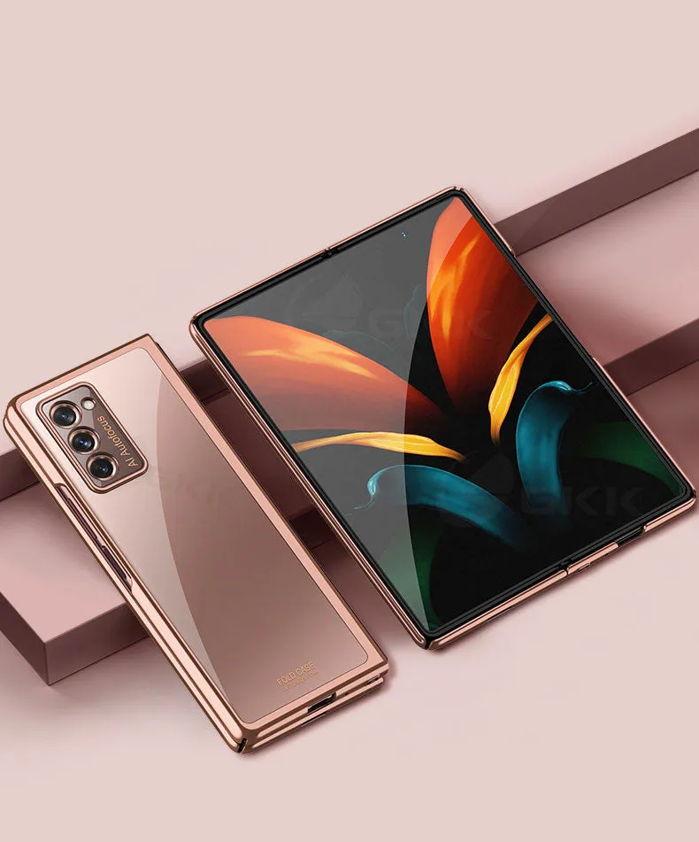 Transparent Flip Hard Case For Samsung Galaxy Z Fold 2 Case Luxury Plating Anti-knock Protection Cover For Samsung Fold 2