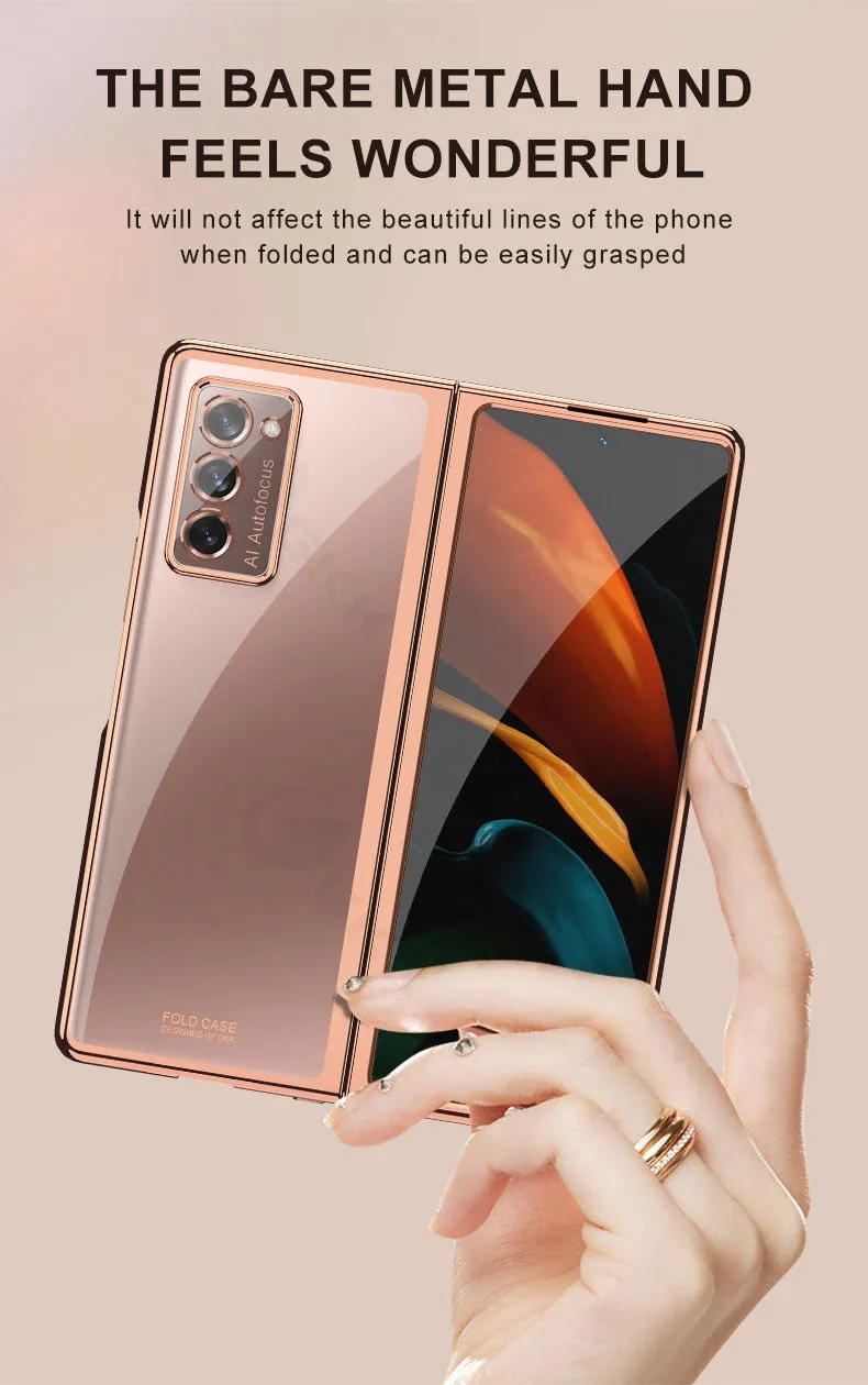 Transparent Flip Hard Case For Samsung Galaxy Z Fold 2 Case Luxury Plating Anti-knock Protection Cover For Samsung Fold 2