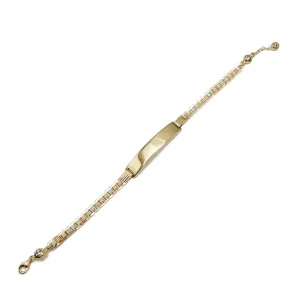 Tri-Color Flat Link ID Bracelet (14K)