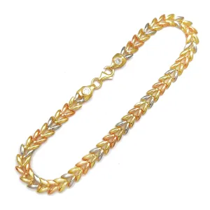 Tri-Color Leaf Bracelet (14K)