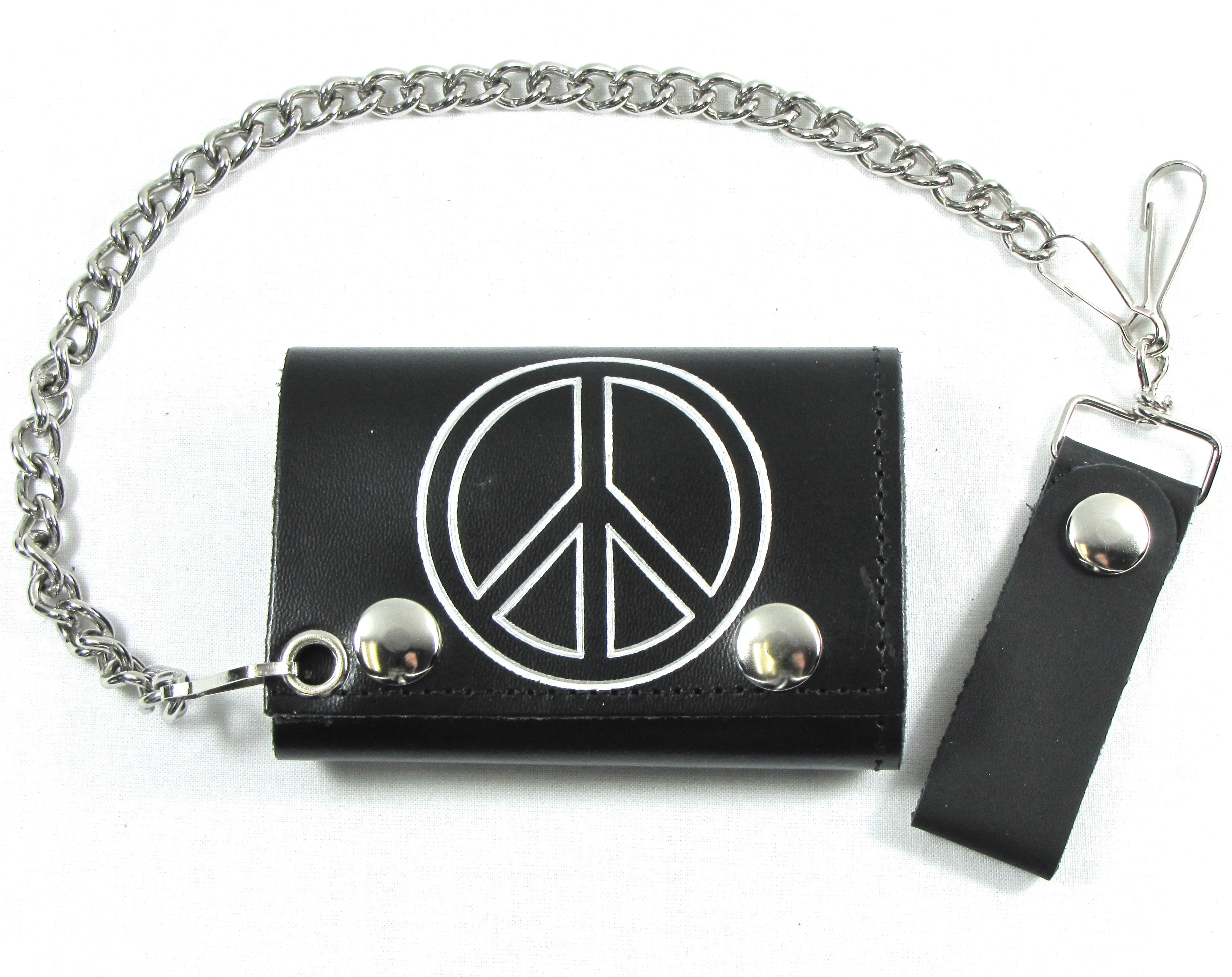 Tri-Fold Wallet w/chain- Peace Sign