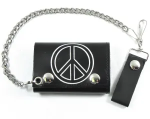Tri-Fold Wallet w/chain- Peace Sign