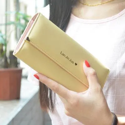 Tri-fold women's long wallet