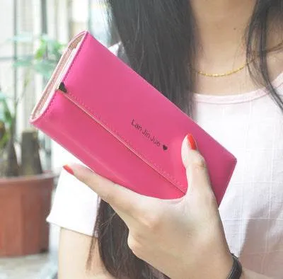 Tri-fold women's long wallet