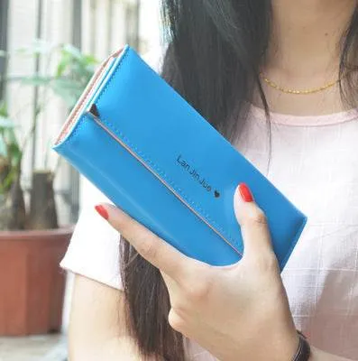 Tri-fold women's long wallet