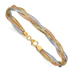 Tricolor Braided Bracelet (14K)