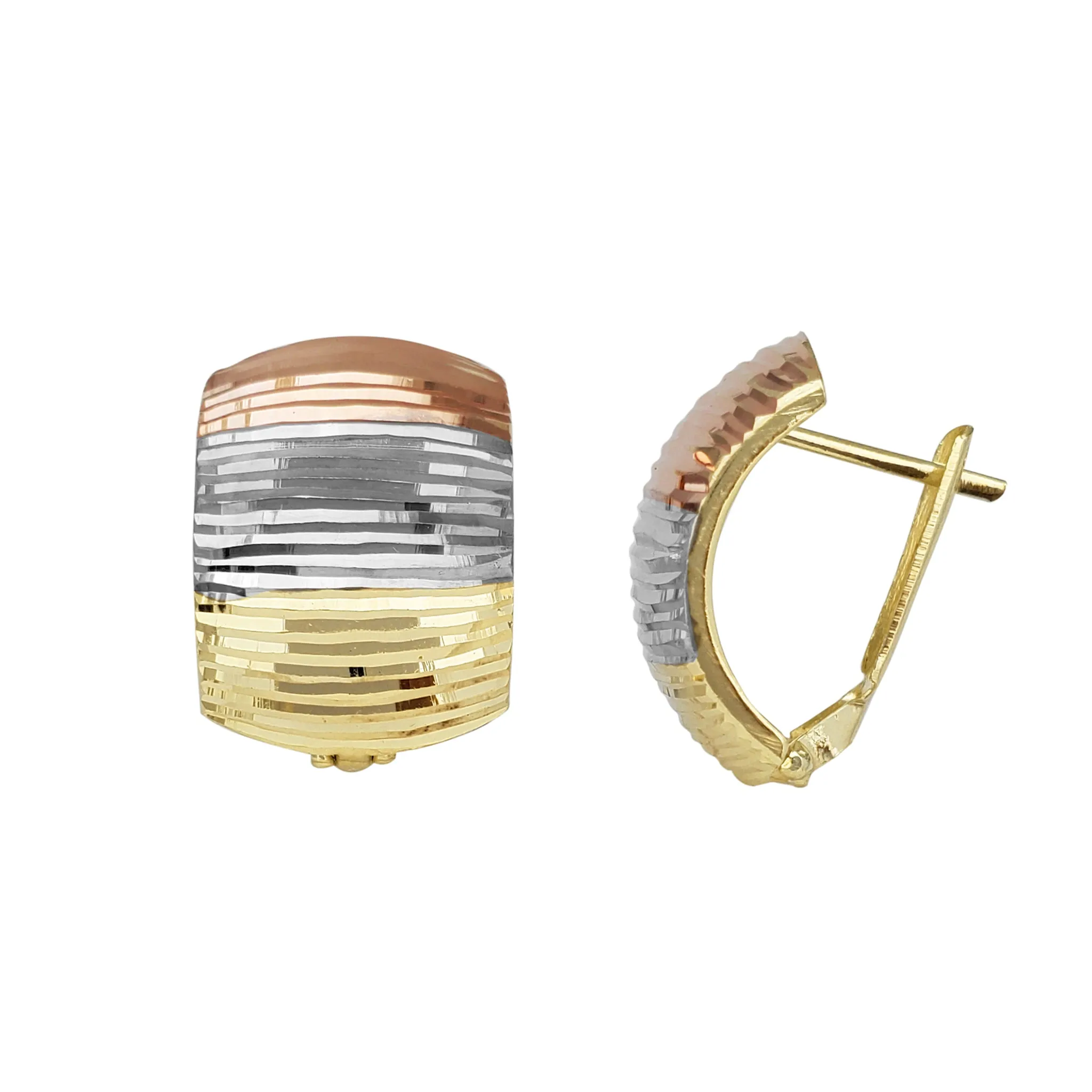 Tricolor Diamond-cuts Earrings (14K)