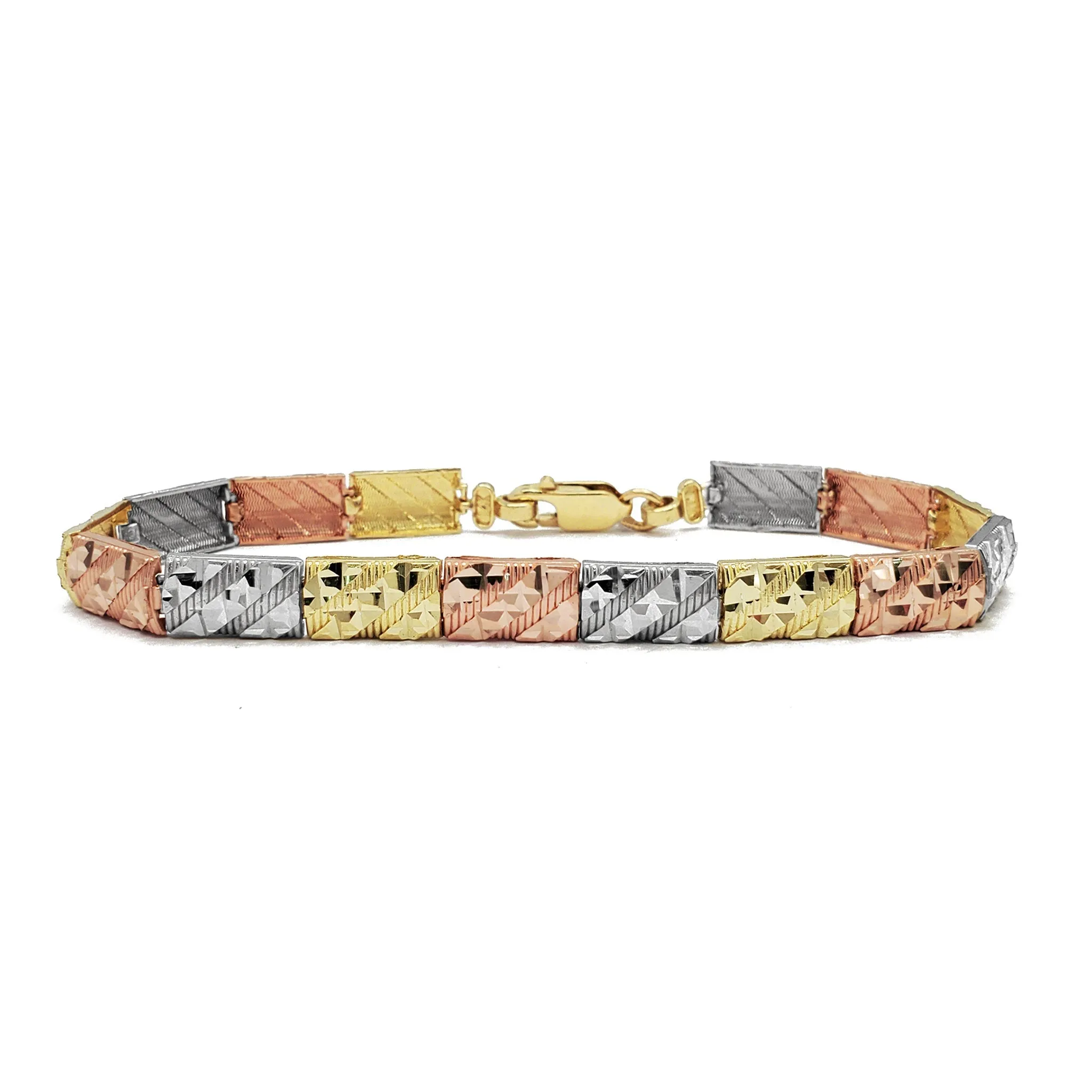 Tricolor Faceted-cut Fancy Lady Bracelet (14K)