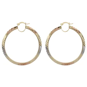 Tricolor Faceted-cuts Hoop Earrings (14K)