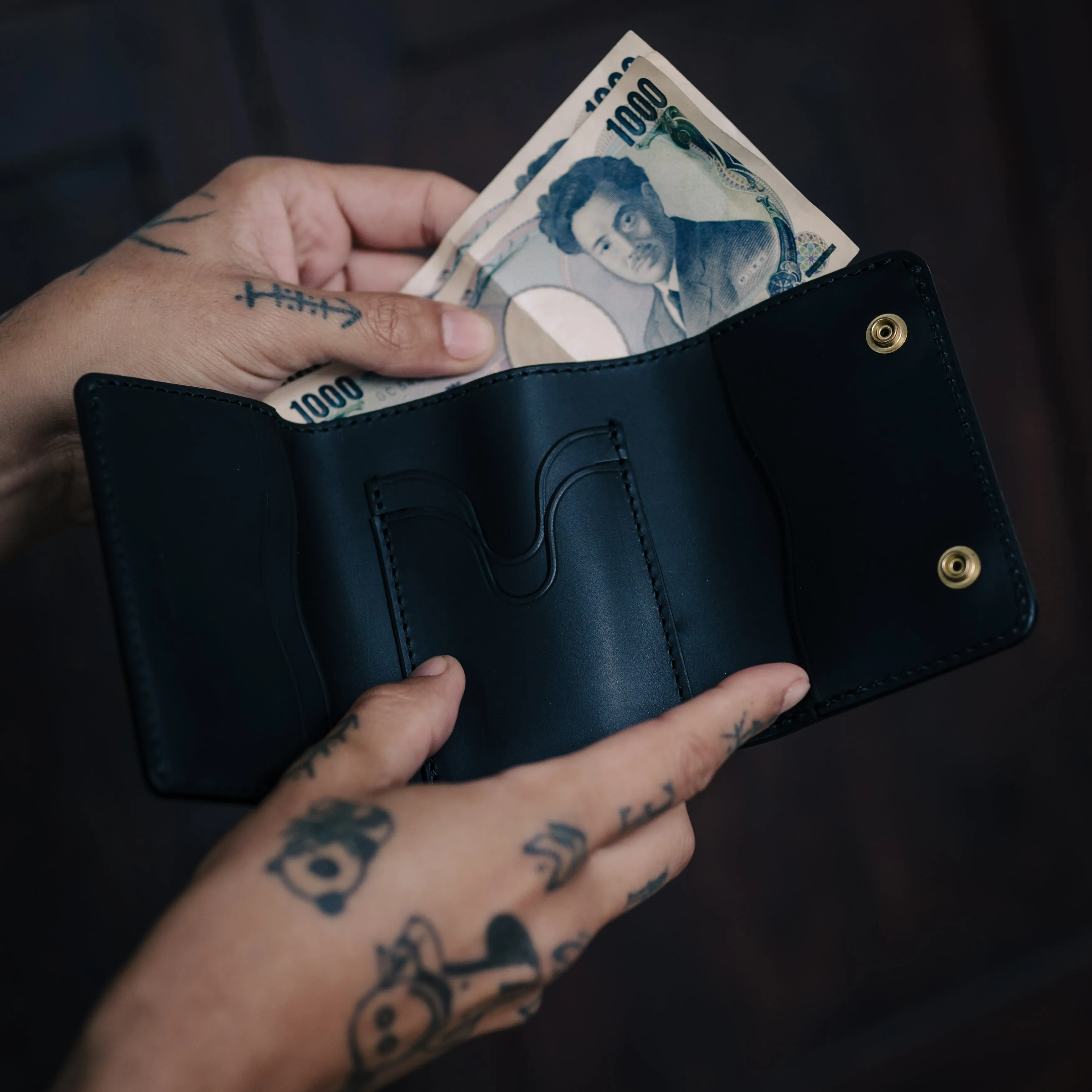Trifold Card Wallet - Black