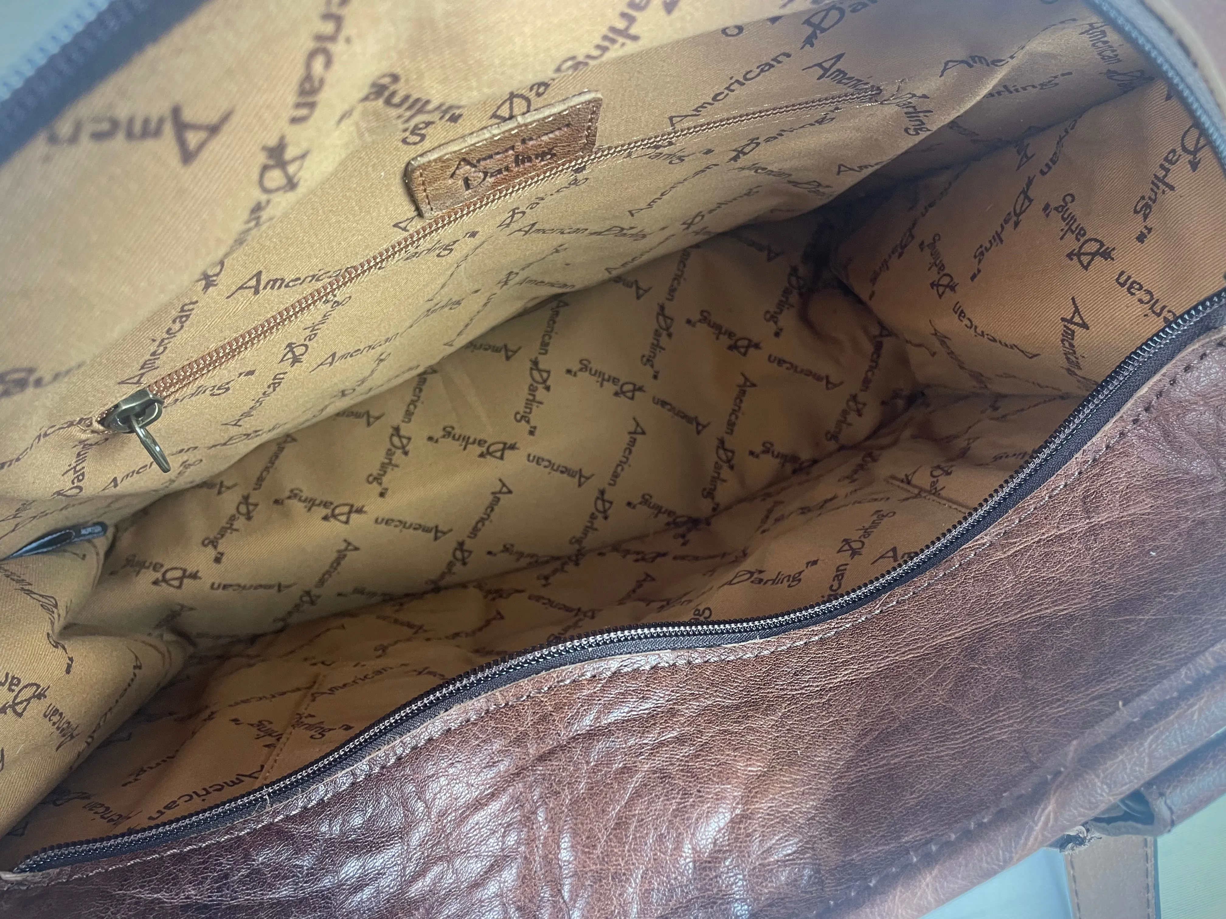 Turquoise & Orange Diamond Large Wool Tote with Dark Leather Floral Tooling