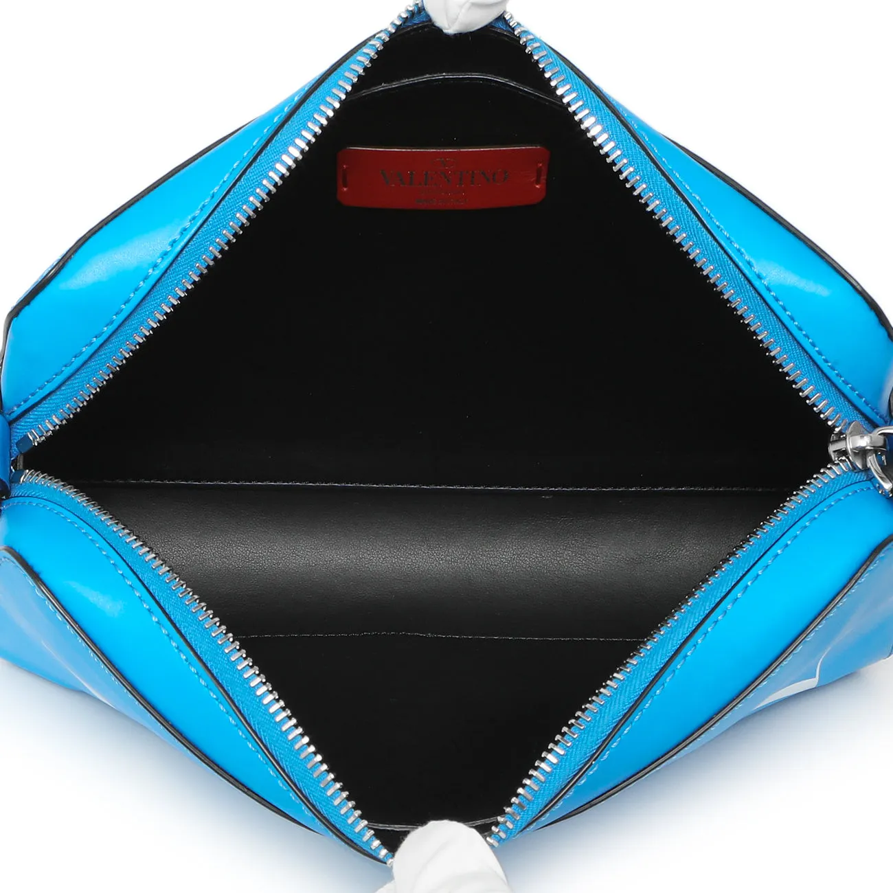 Valentino Blue Calfskin VLTN Print Crossbody Bag