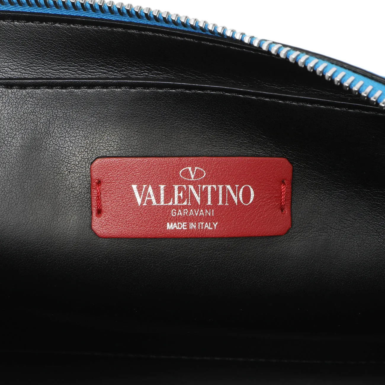 Valentino Blue Calfskin VLTN Print Crossbody Bag