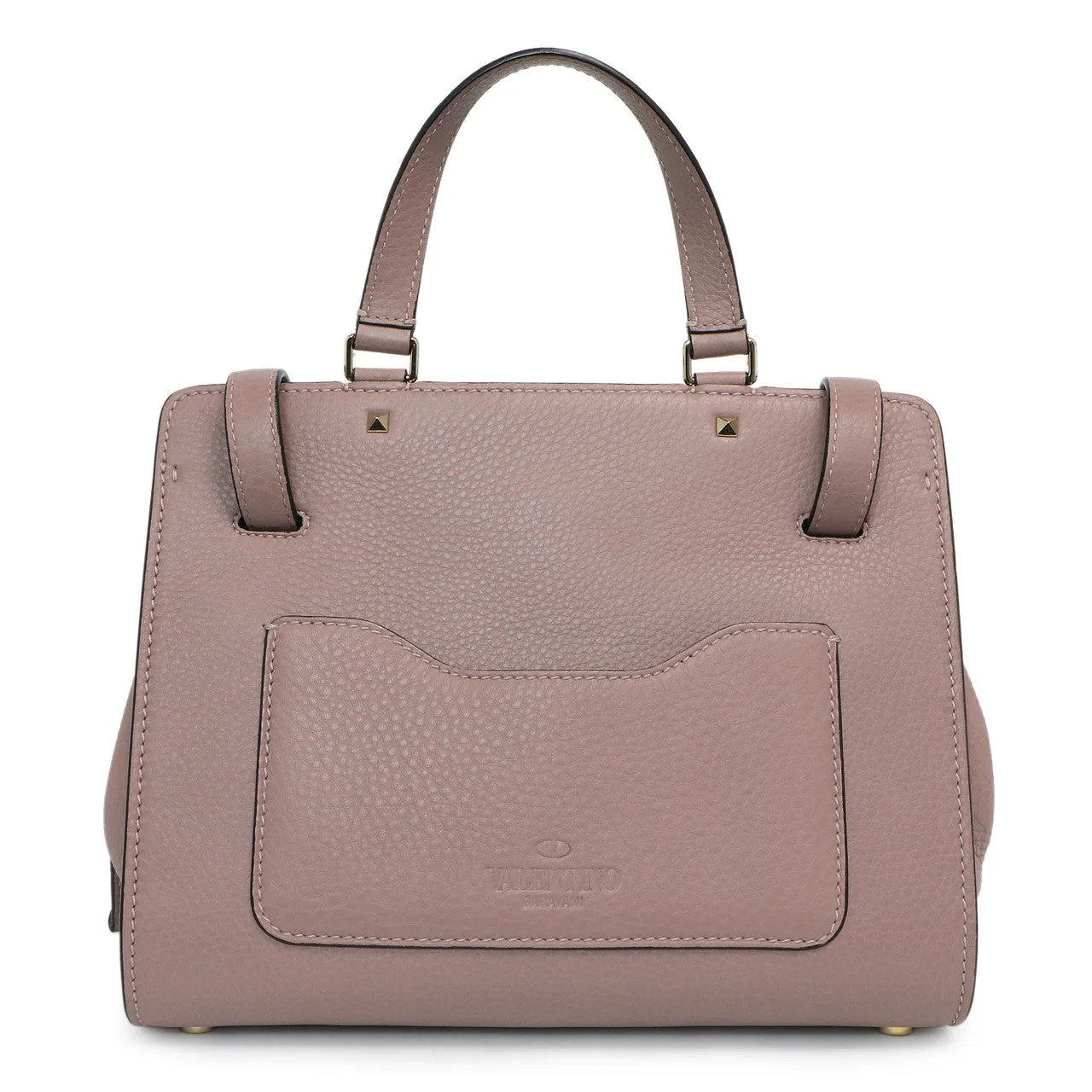 Valentino Mauve Pebbled Calfskin Medium Joylock Satchel