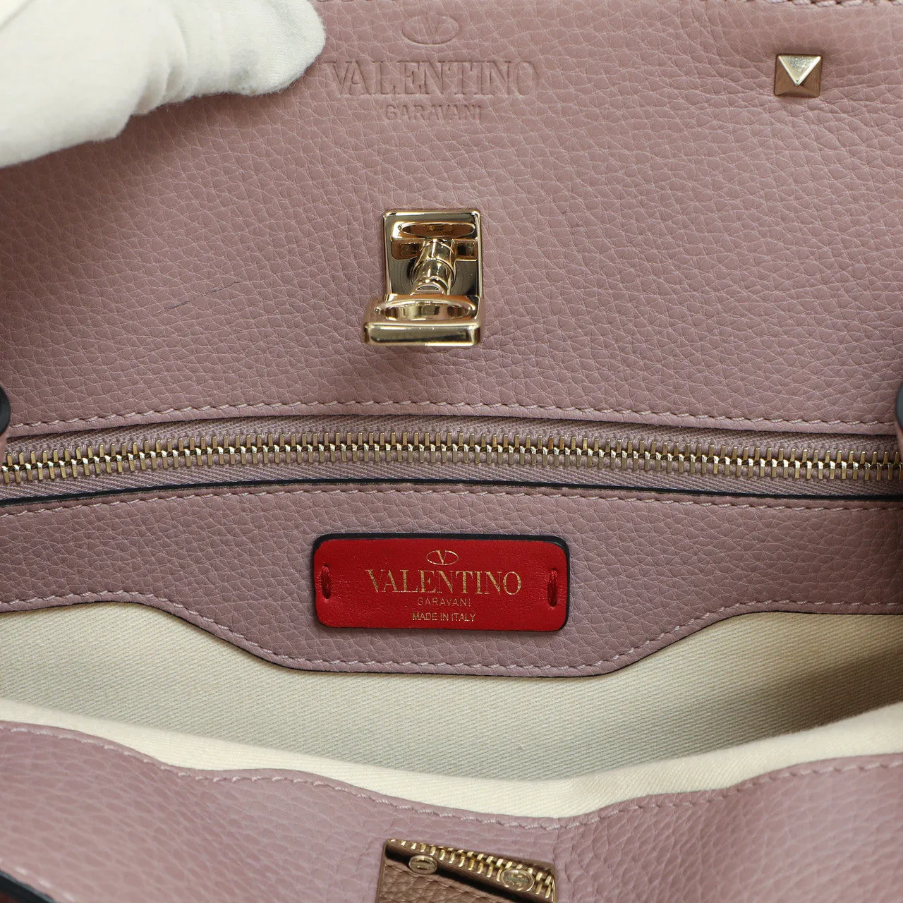 Valentino Mauve Pebbled Calfskin Medium Joylock Satchel