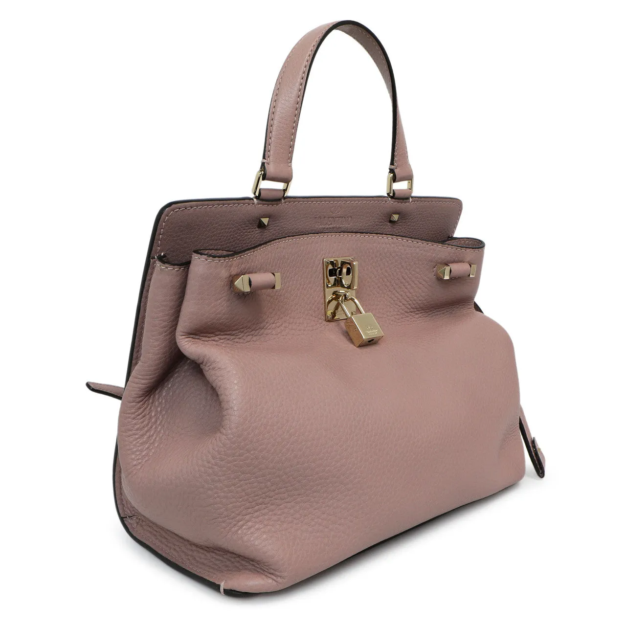 Valentino Mauve Pebbled Calfskin Medium Joylock Satchel