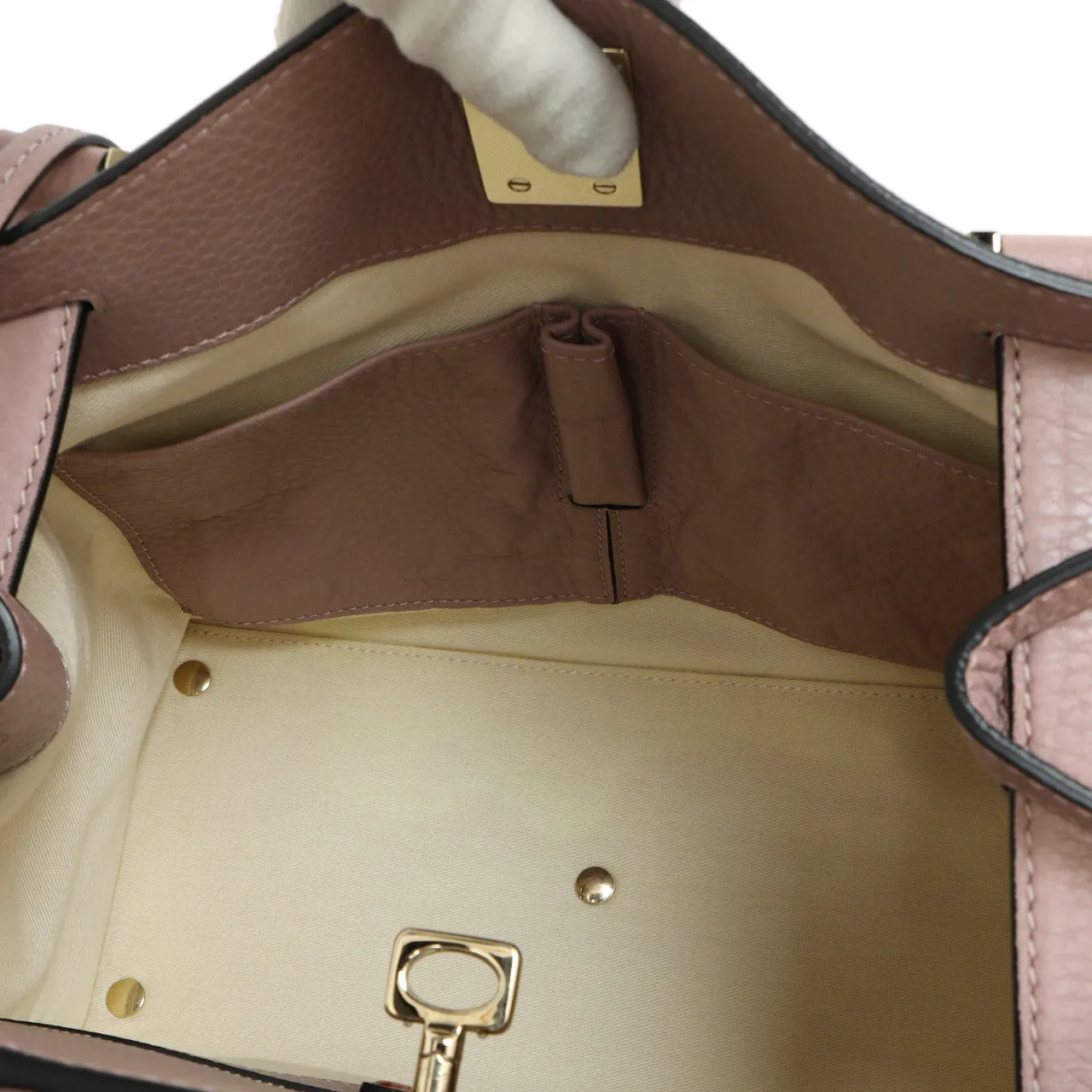 Valentino Mauve Pebbled Calfskin Medium Joylock Satchel