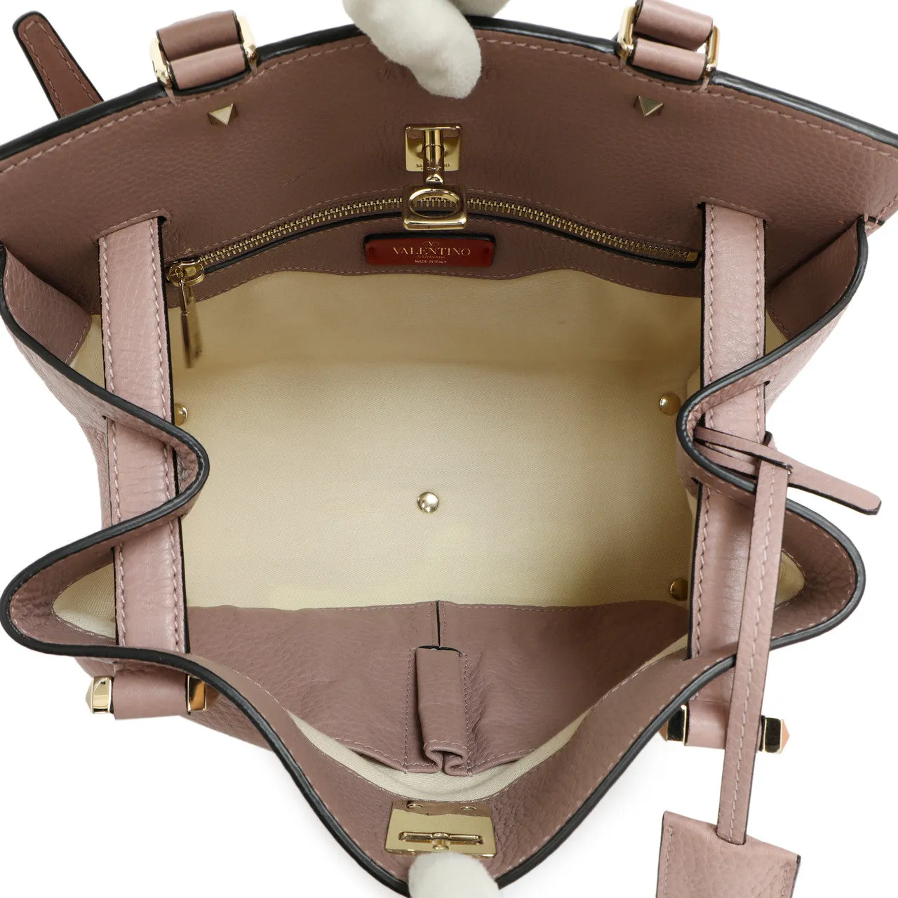 Valentino Mauve Pebbled Calfskin Medium Joylock Satchel