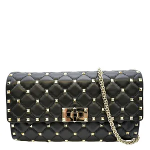 VALENTINO Rockstud Spike Leather Crossbody Bag Black