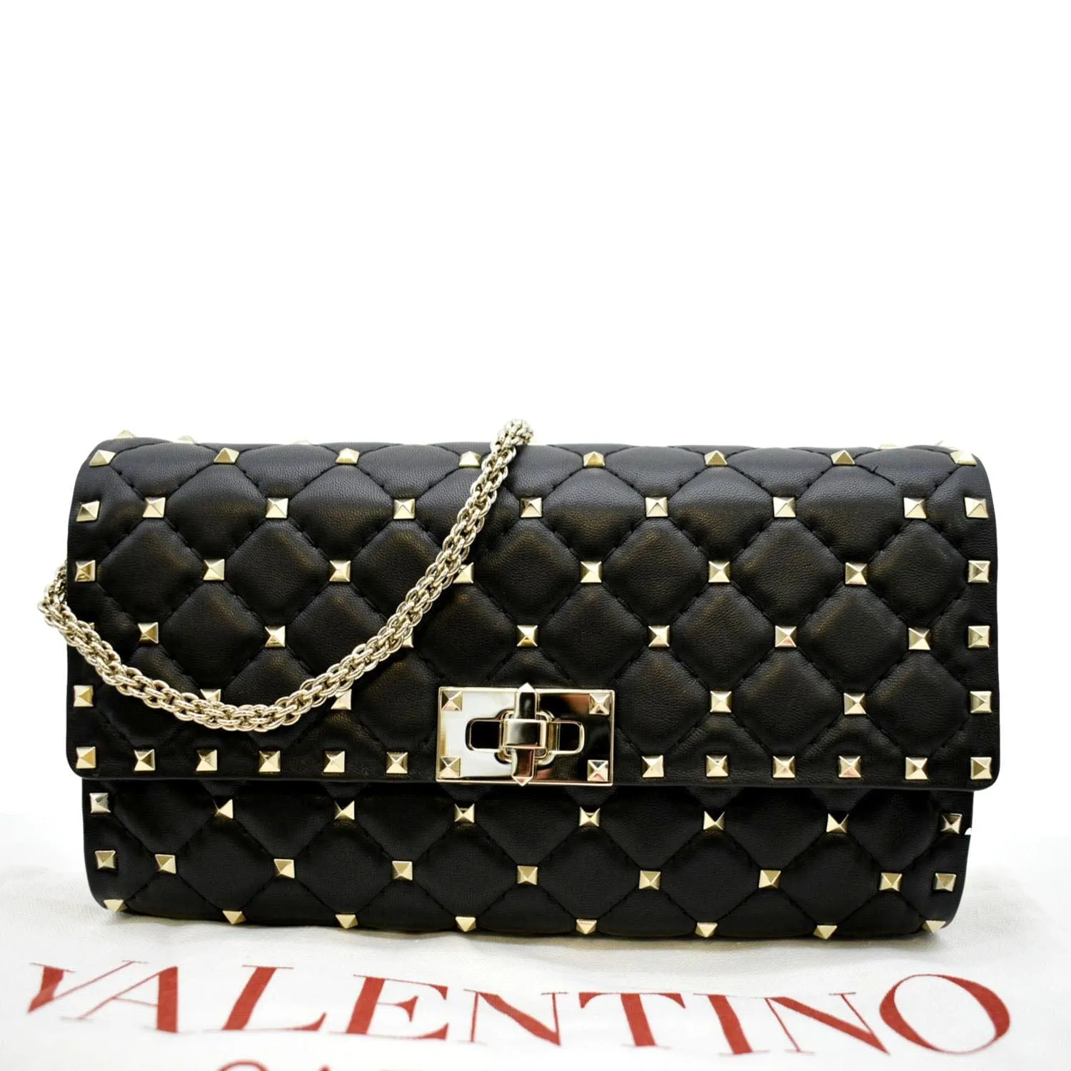 VALENTINO Rockstud Spike Leather Crossbody Bag Black