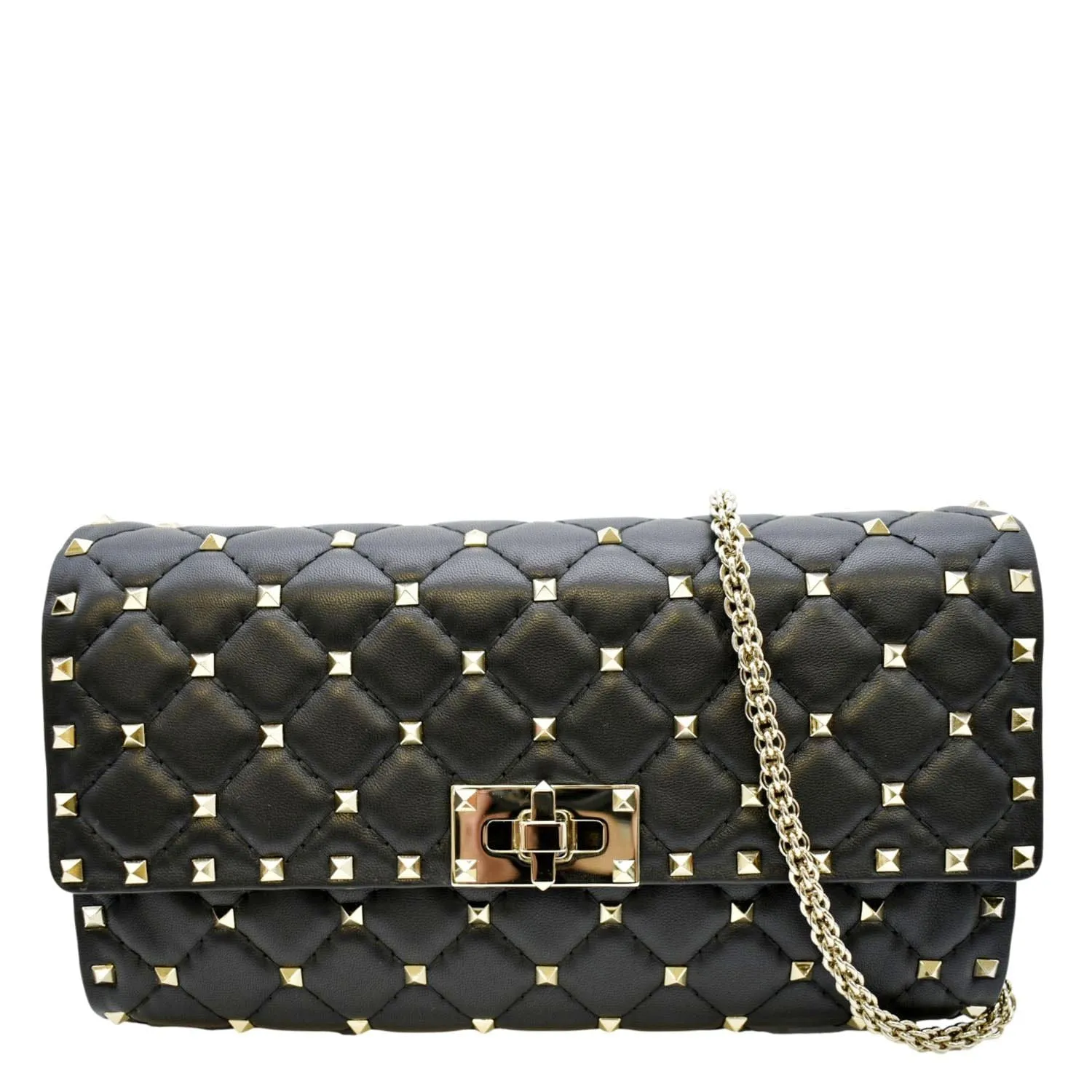 VALENTINO Rockstud Spike Leather Crossbody Bag Black