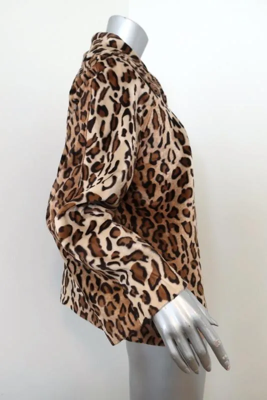 Velvet by Graham & Spencer Windy Jacket Leopard Print Faux Fur Size Medium