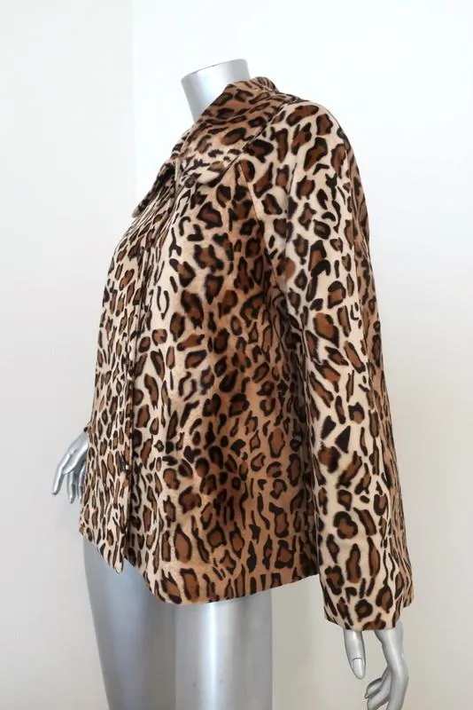 Velvet by Graham & Spencer Windy Jacket Leopard Print Faux Fur Size Medium