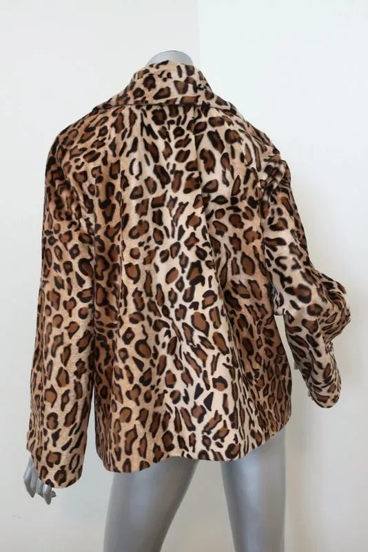 Velvet by Graham & Spencer Windy Jacket Leopard Print Faux Fur Size Medium
