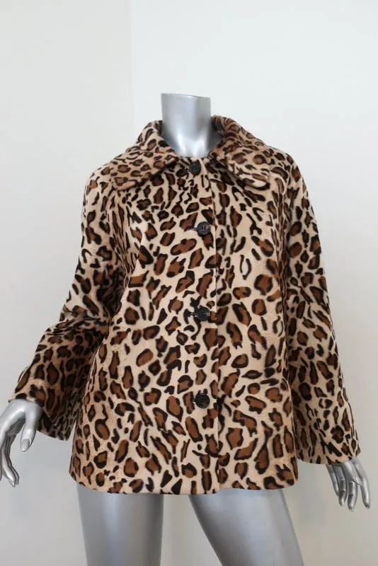Velvet by Graham & Spencer Windy Jacket Leopard Print Faux Fur Size Medium