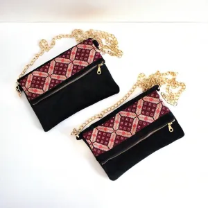 Velvet Tatreez Crossbody in Berry
