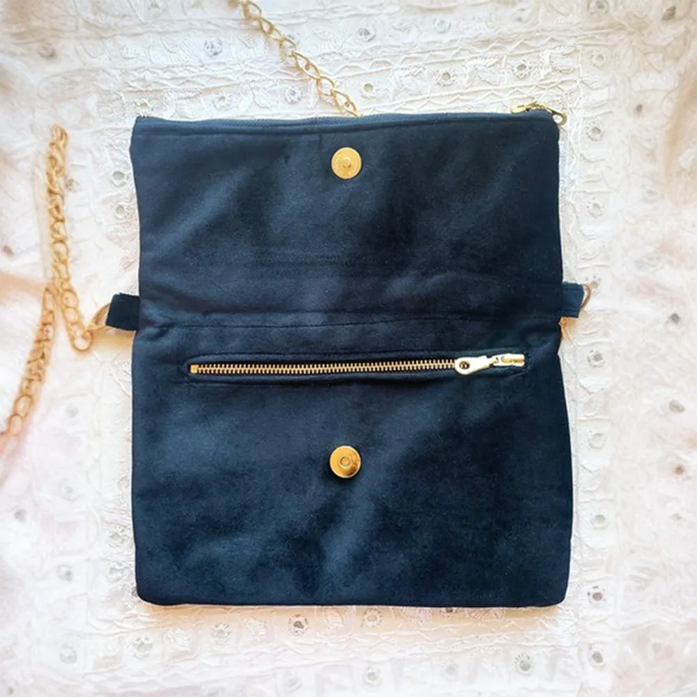 Velvet Tatreez Crossbody in Berry
