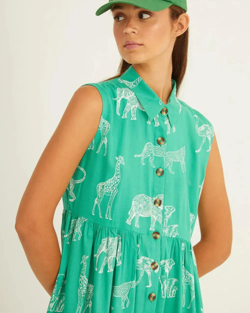 Vestido Xantik Camisero Corto Green Africa
