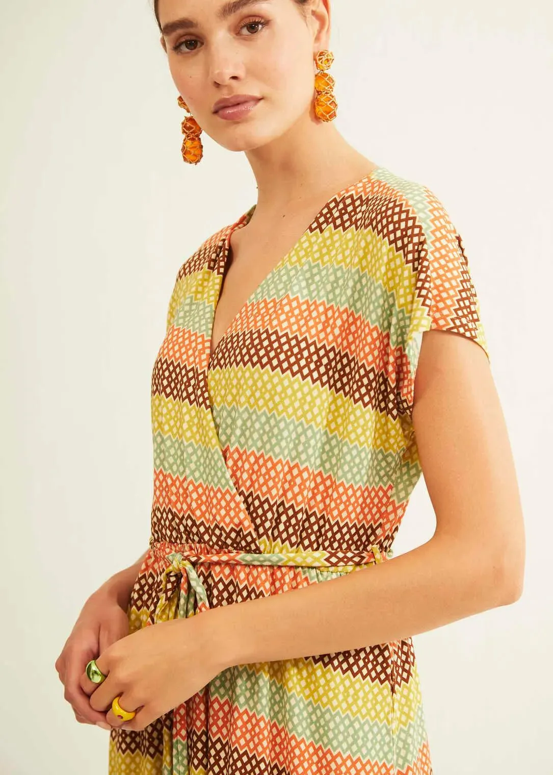 Vestido Xantik Cruzado Accordion Rainbow