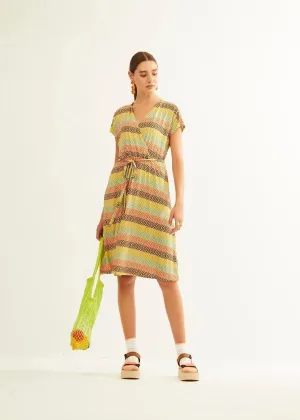 Vestido Xantik Cruzado Accordion Rainbow