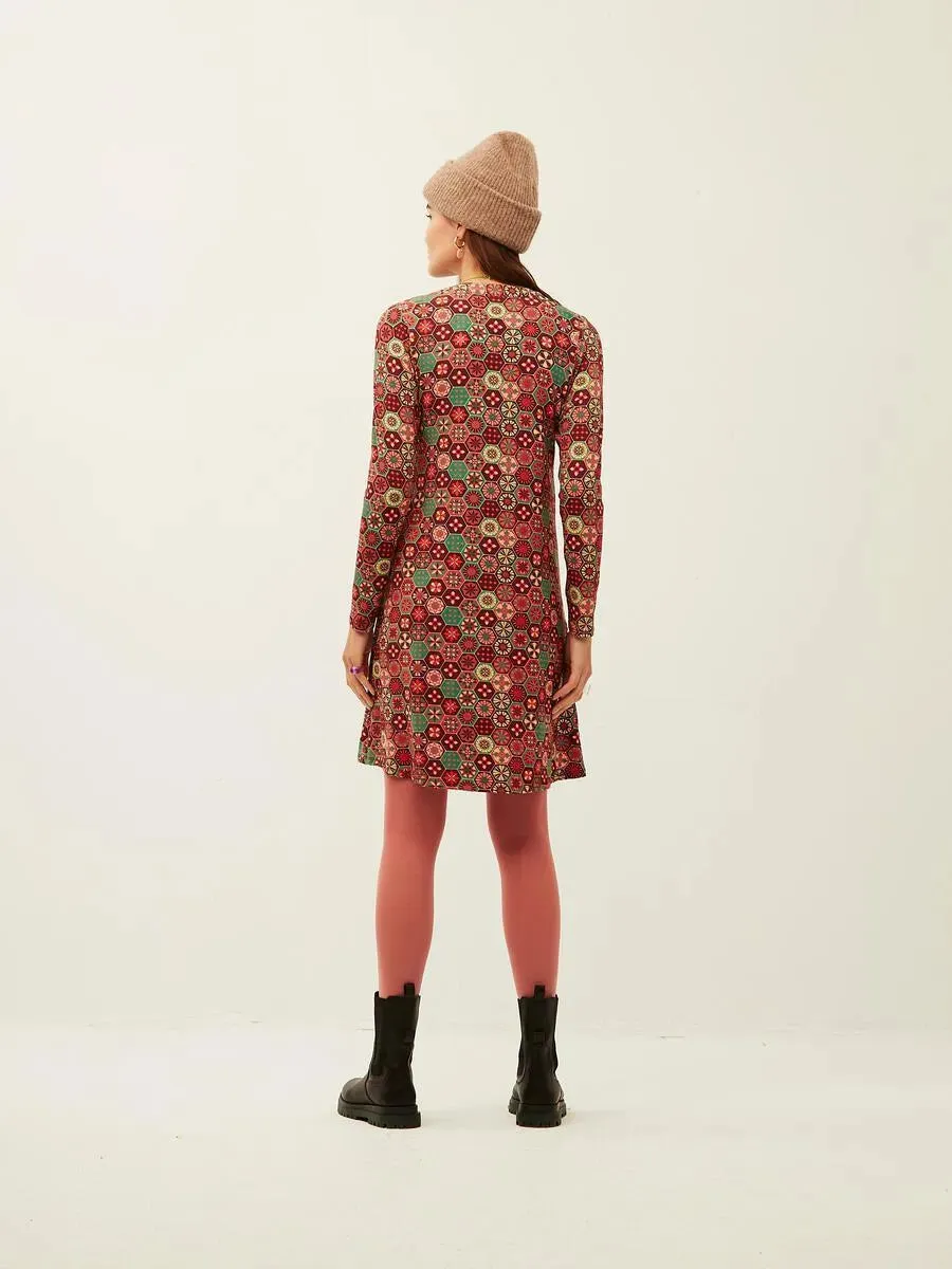 Vestido Xantik Cuello Camisero Pink Mosaic