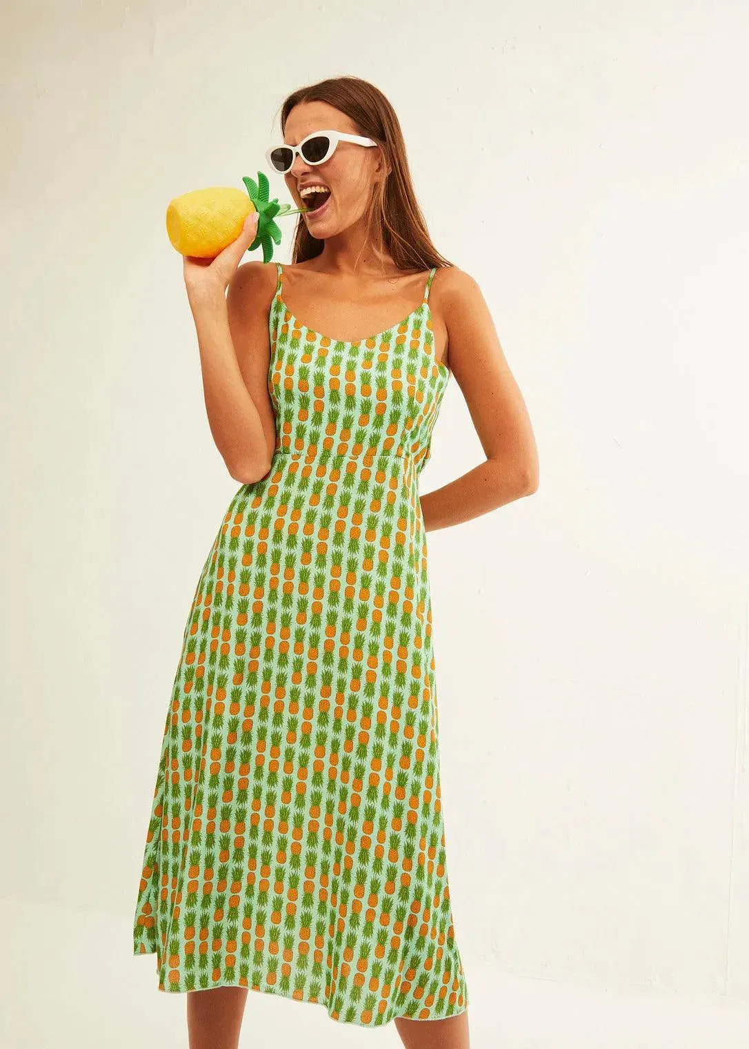 Vestido Xantik Lazo Espalda Green Pineapple