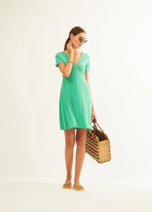 Vestido Xantik Nudo M/C Green Mustard Petals